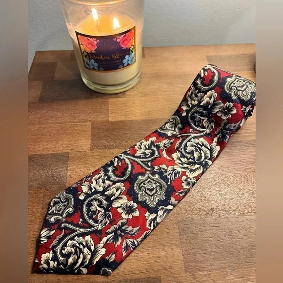Pierre Cardin Paisley Red and Blue Mens tie - Picture 1 of 3